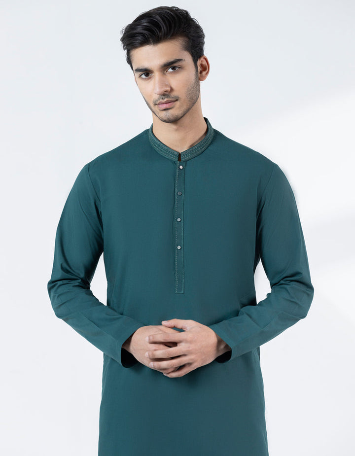 Blended Green Kurta - J. Junaid Jamshed