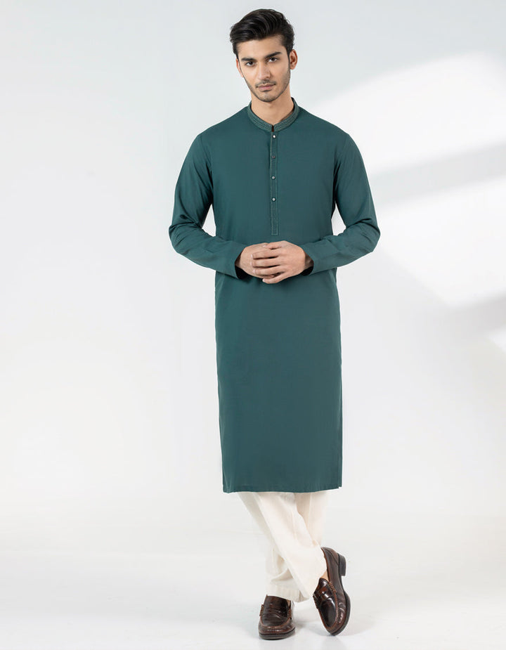 Blended Green Kurta - J. Junaid Jamshed