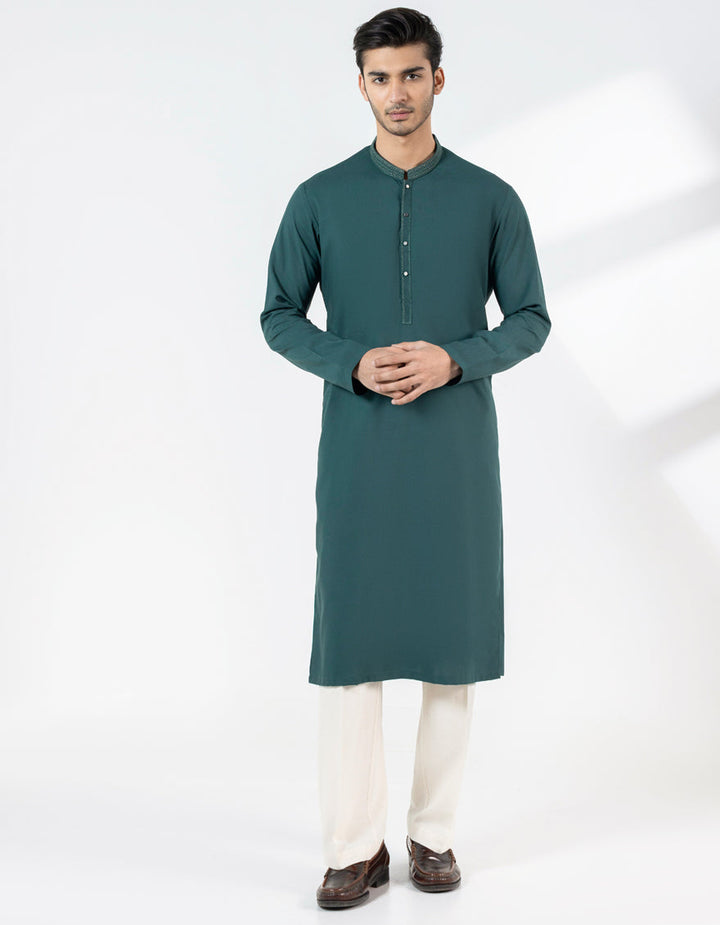 Blended Green Kurta - J. Junaid Jamshed