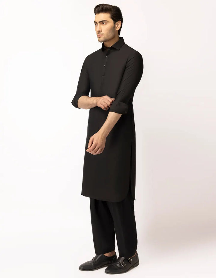 Blended Black Shalwar Kameez  - J. Junaid Jamshed