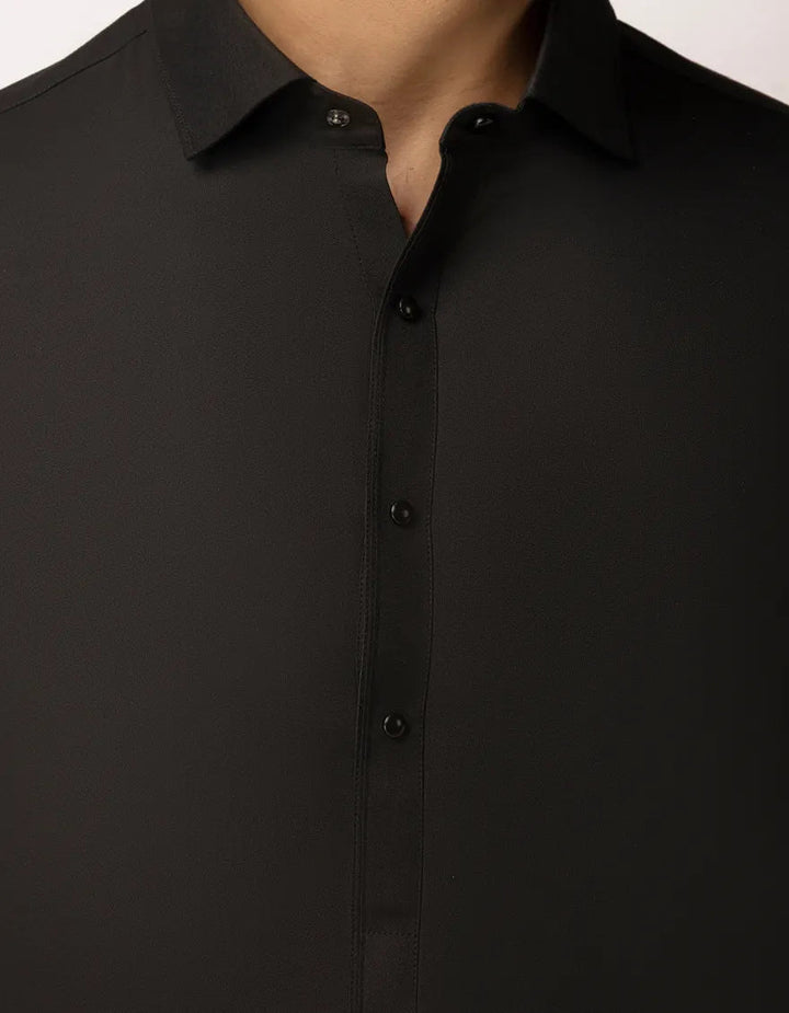 Blended Black Shalwar Kameez  - J. Junaid Jamshed