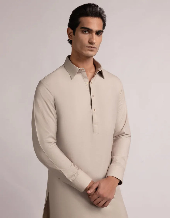 Blended Fawn Shalwar Kameez - J. Junaid Jamshed