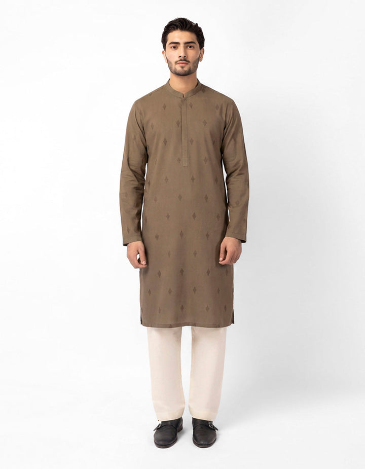 Cotton Light Brown Kurta - J. Junaid Jamshed