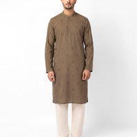 Cotton Light Brown Kurta - J. Junaid Jamshed