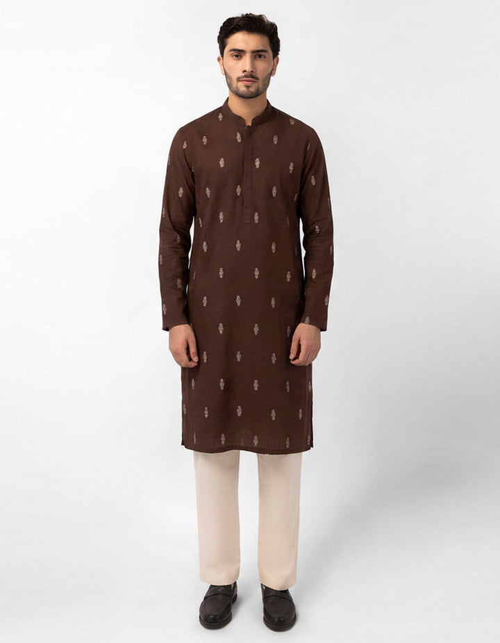Cotton Brown Kurta - J. Junaid Jamshed