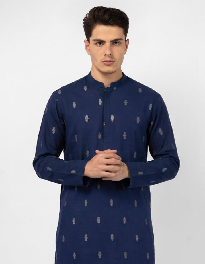 Cotton Blue Kurta - J. Junaid Jamshed