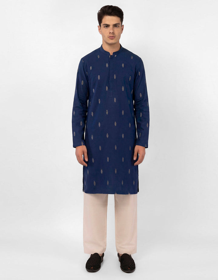 Cotton Blue Kurta - J. Junaid Jamshed