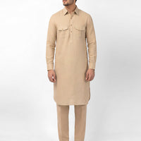 Cotton Cream Kurta Trouser - J. Junaid Jamshed