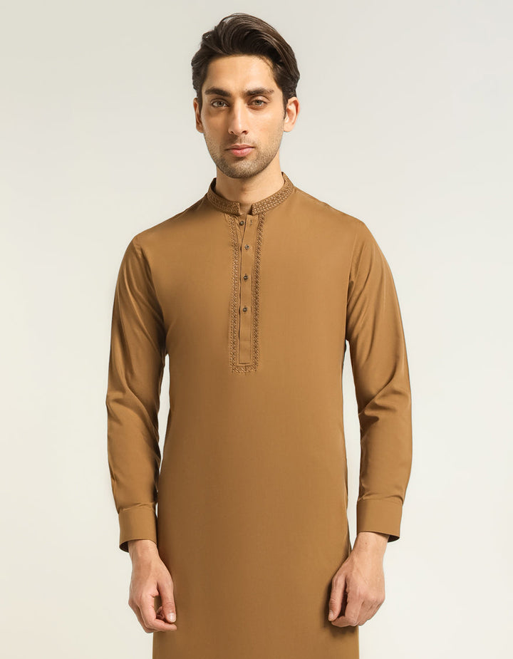 Blended Brown Shalwar Kameez - J. Junaid Jamshed