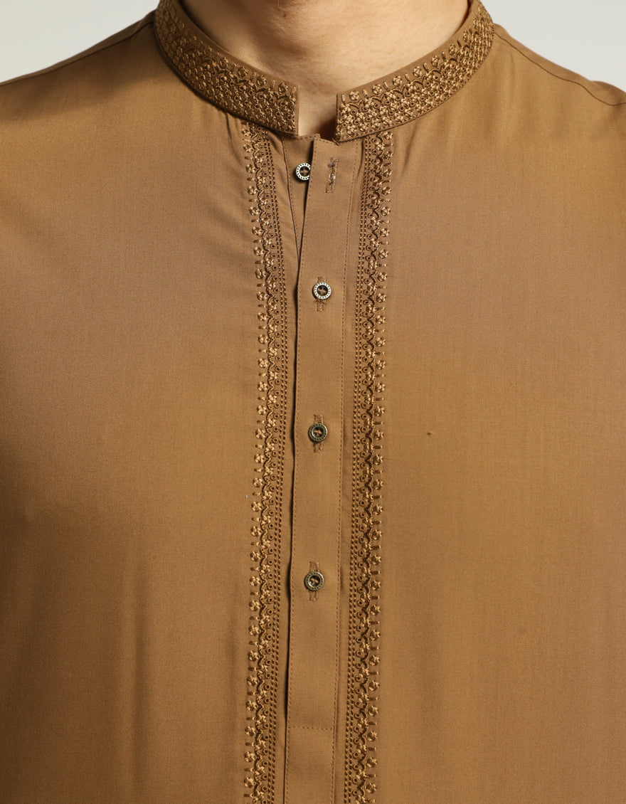 Blended Brown Shalwar Kameez - J. Junaid Jamshed