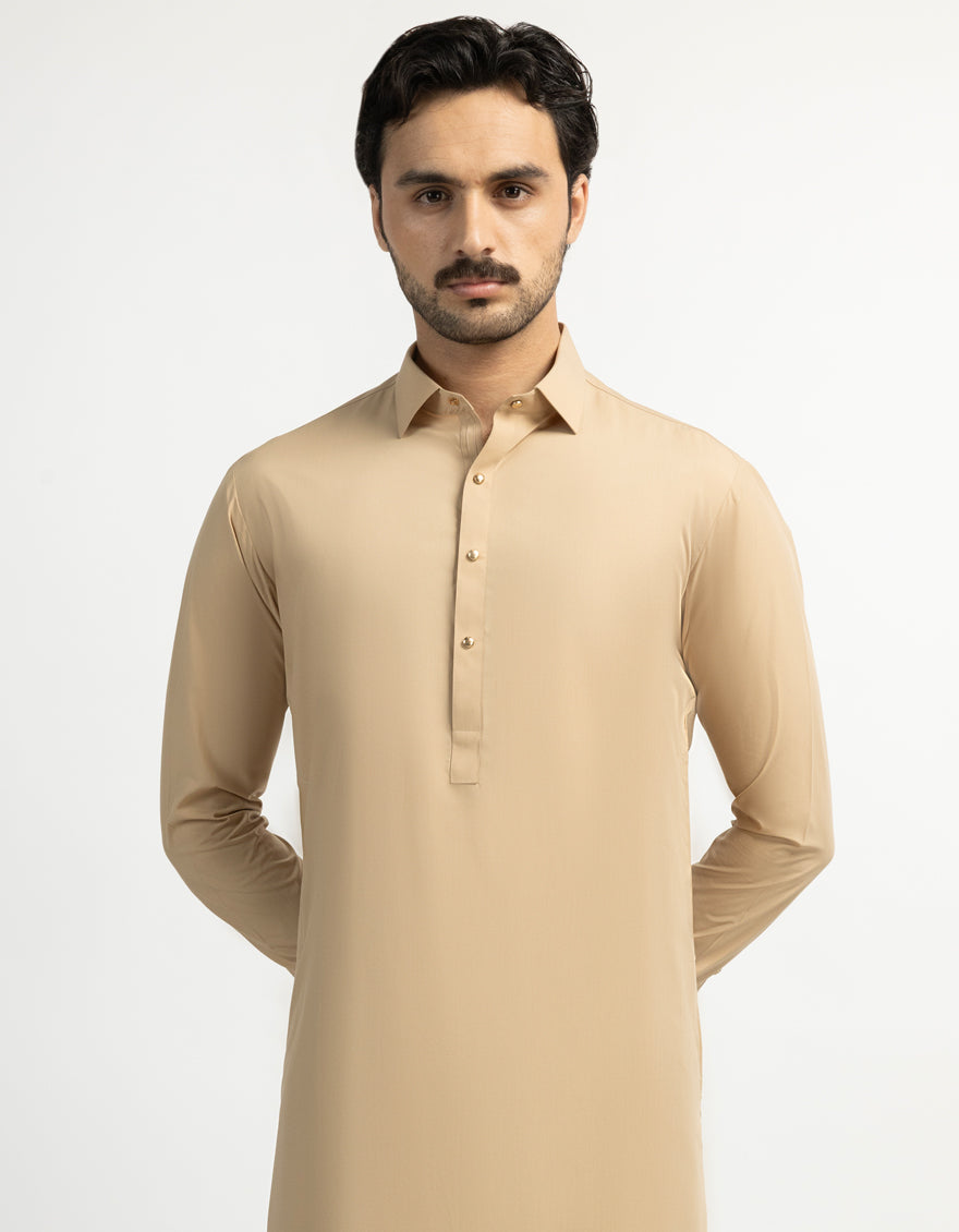 Blended Beige Shalwar Kameez - J. Junaid Jamshed