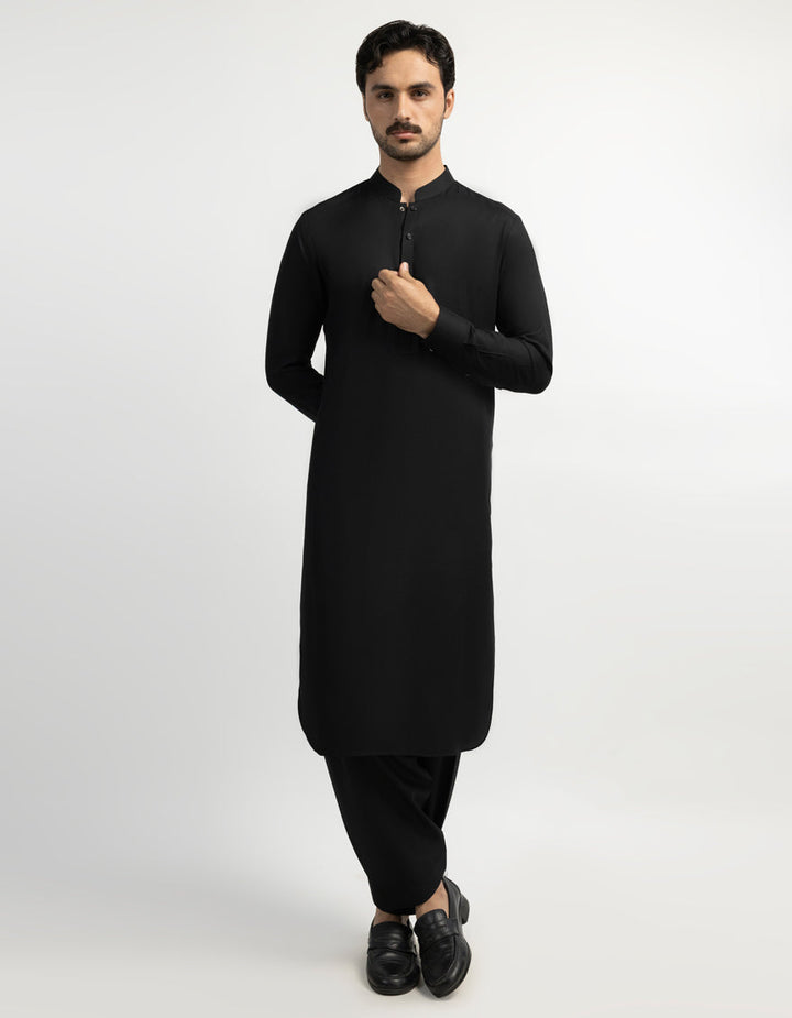 Blended Black Shalwar Kameez - J. Junaid Jamshed