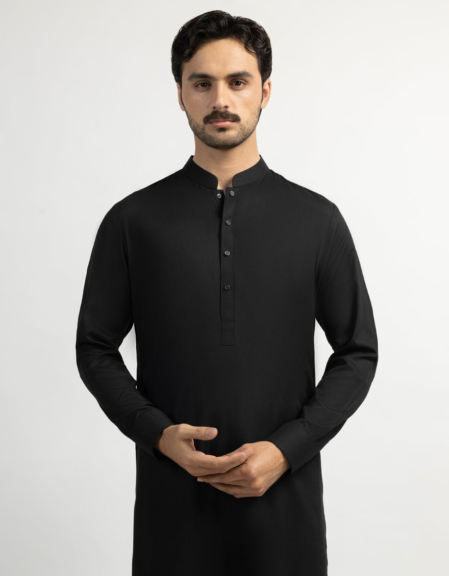 Blended Black Shalwar Kameez - J. Junaid Jamshed