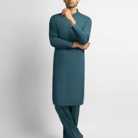 Cotton Turquoise Blue Kurta Trouser - J. Junaid Jamshed