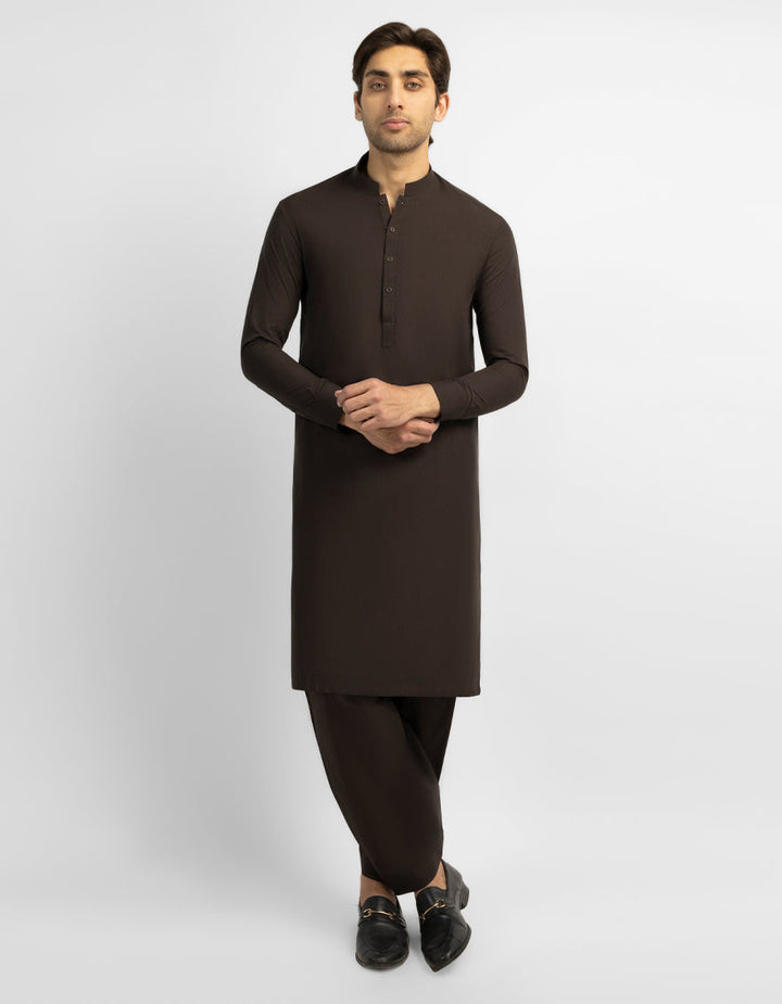 Blended Brown Shalwar Kameez - J. Junaid Jamshed