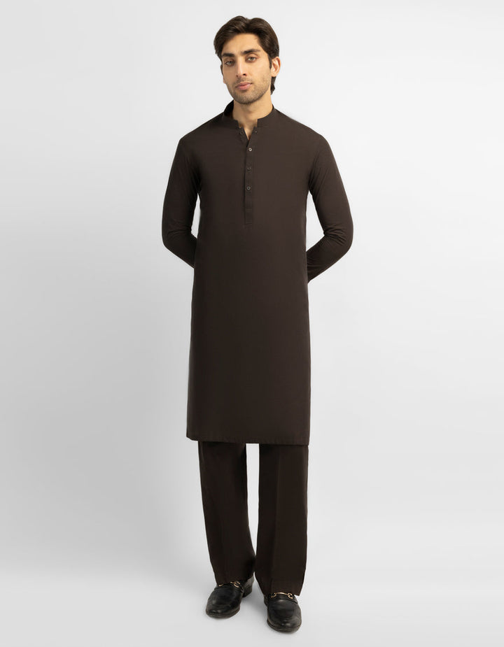 Blended Brown Kurta Trouser - J. Junaid Jamshed