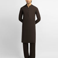 Blended Brown Kurta Trouser - J. Junaid Jamshed