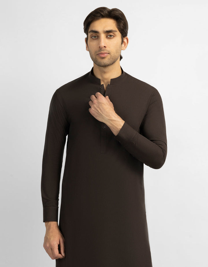Blended Brown Shalwar Kameez - J. Junaid Jamshed