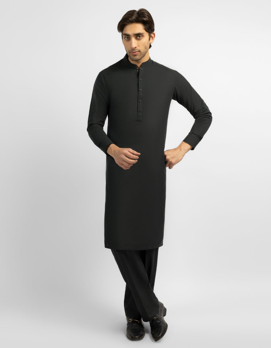 Blended Dark Green Kurta Trouser - J. Junaid Jamshed