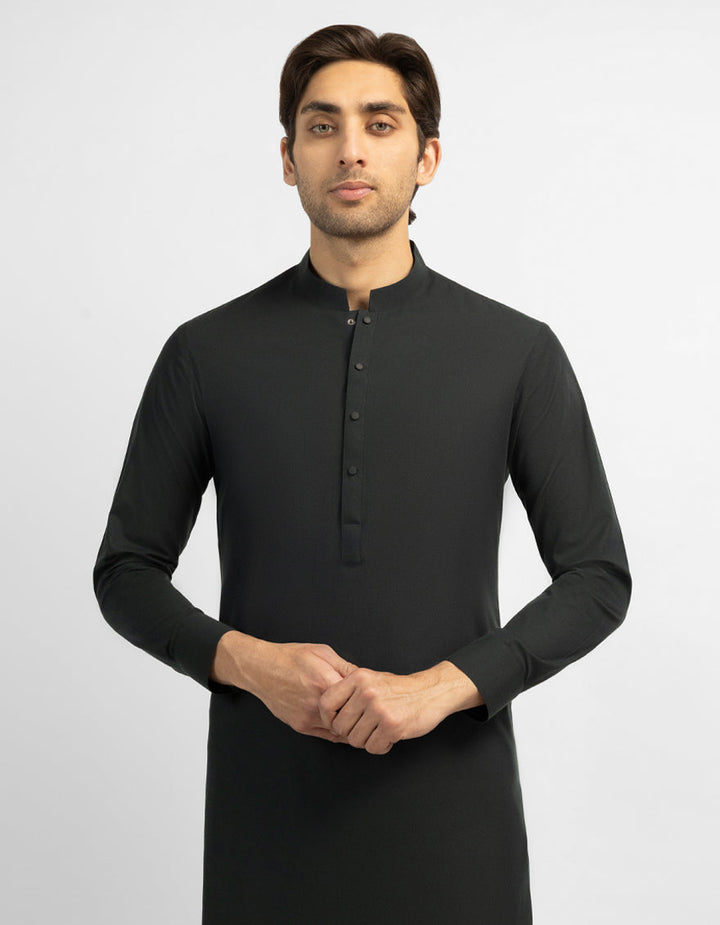 Blended Dark Green Kurta Trouser - J. Junaid Jamshed