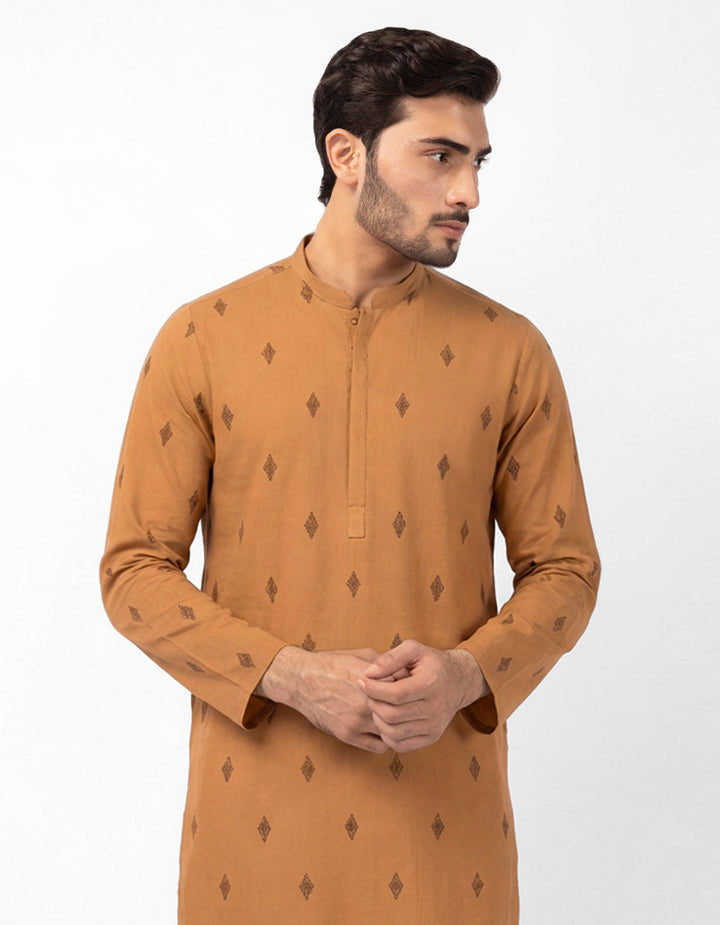 Cotton Rust Kurta - J. Junaid Jamshed