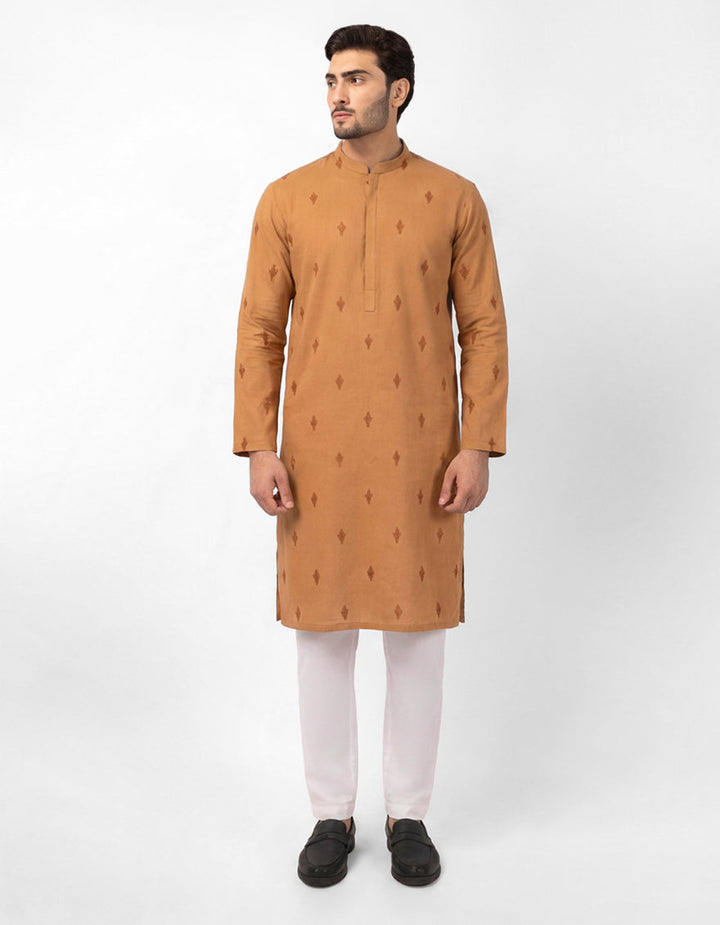 Cotton Rust Kurta - J. Junaid Jamshed