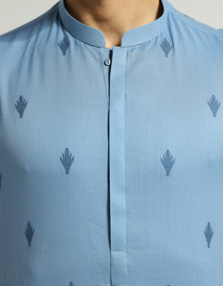 Cotton Blue Kurta - J. Junaid Jamshed