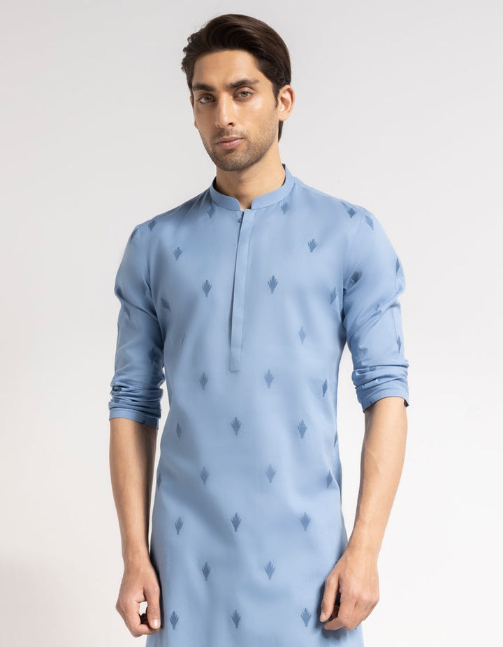 Cotton Blue Kurta - J. Junaid Jamshed