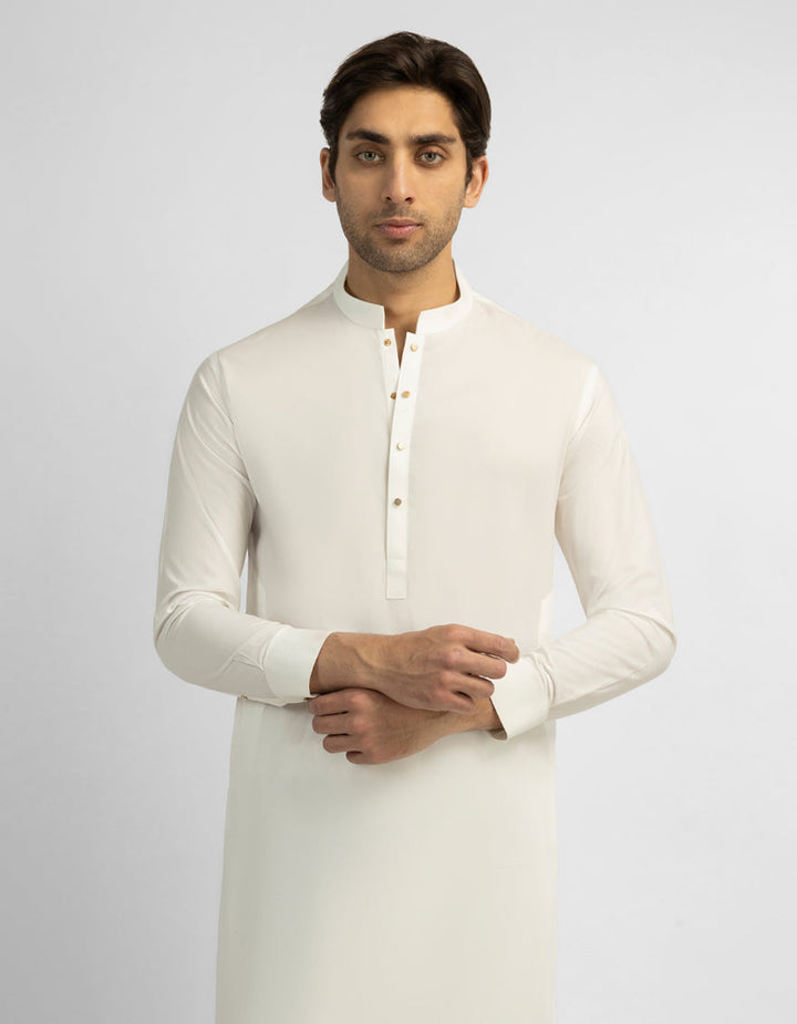 Cotton Off White Shalwar Kameez - J. Junaid Jamshed