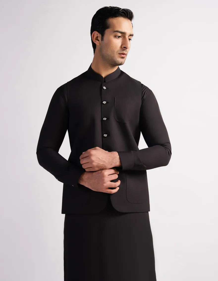 Blended Dark Brown Shalwar Kameez - J. Junaid Jamshed