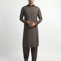 Blended Mud Brown Shalwar Kameez - J. Junaid Jamshed