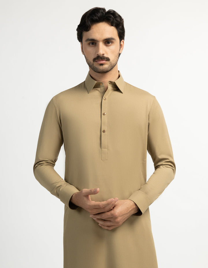 Blended Brown Shalwar Kameez - J. Junaid Jamshed