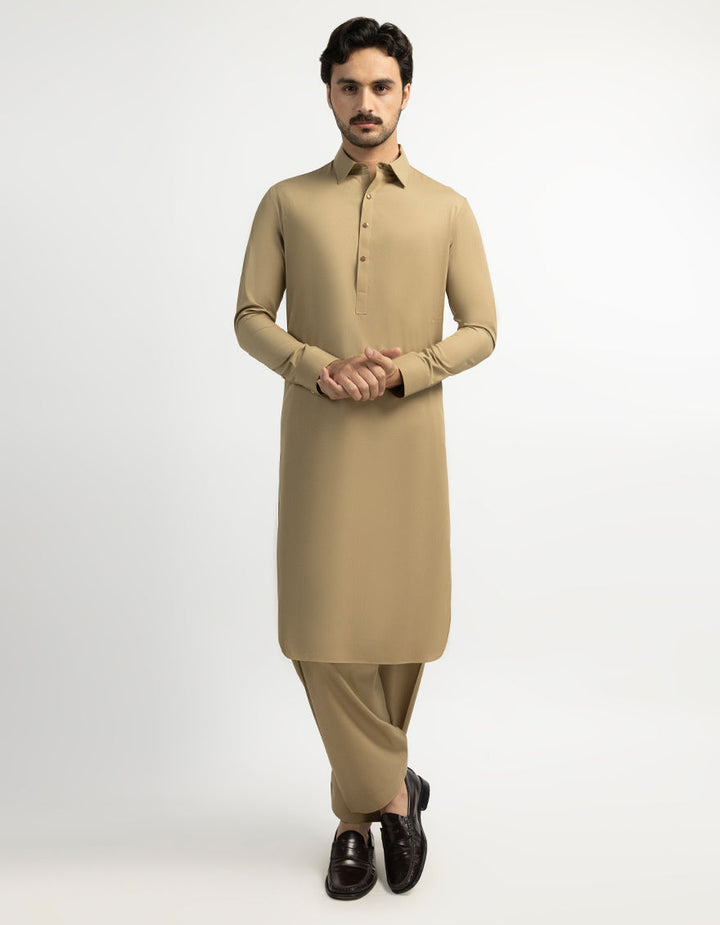Blended Brown Shalwar Kameez - J. Junaid Jamshed
