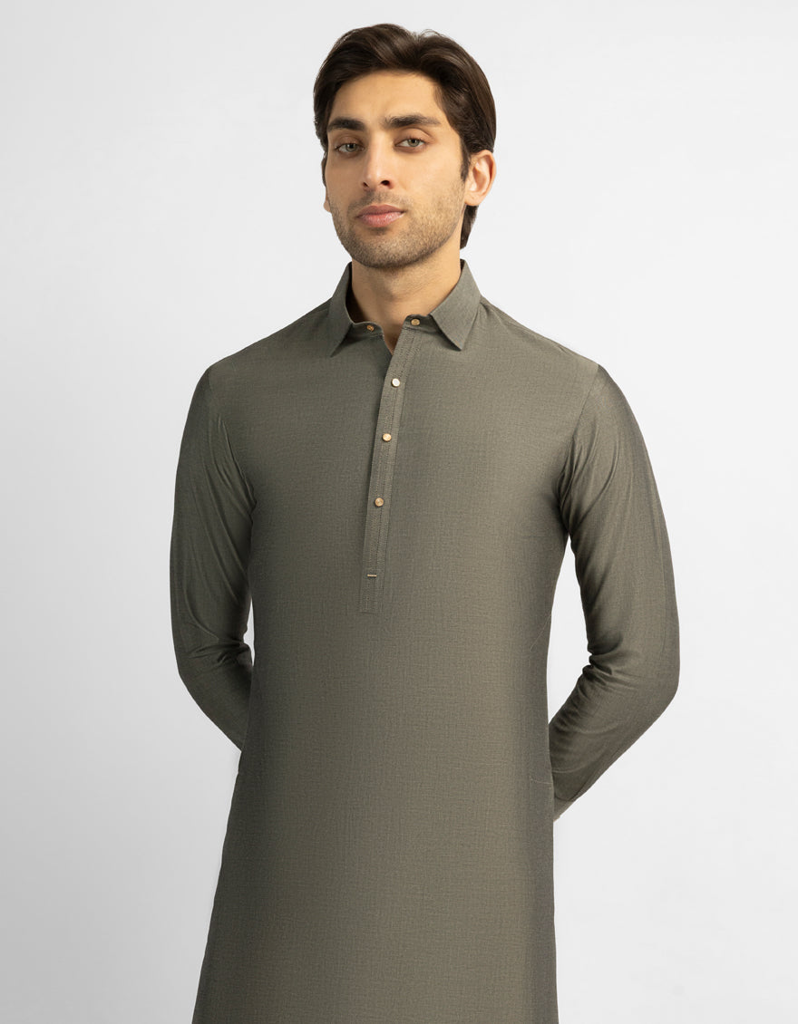 Cotton Grey Kurta Trouser - J. Junaid Jamshed