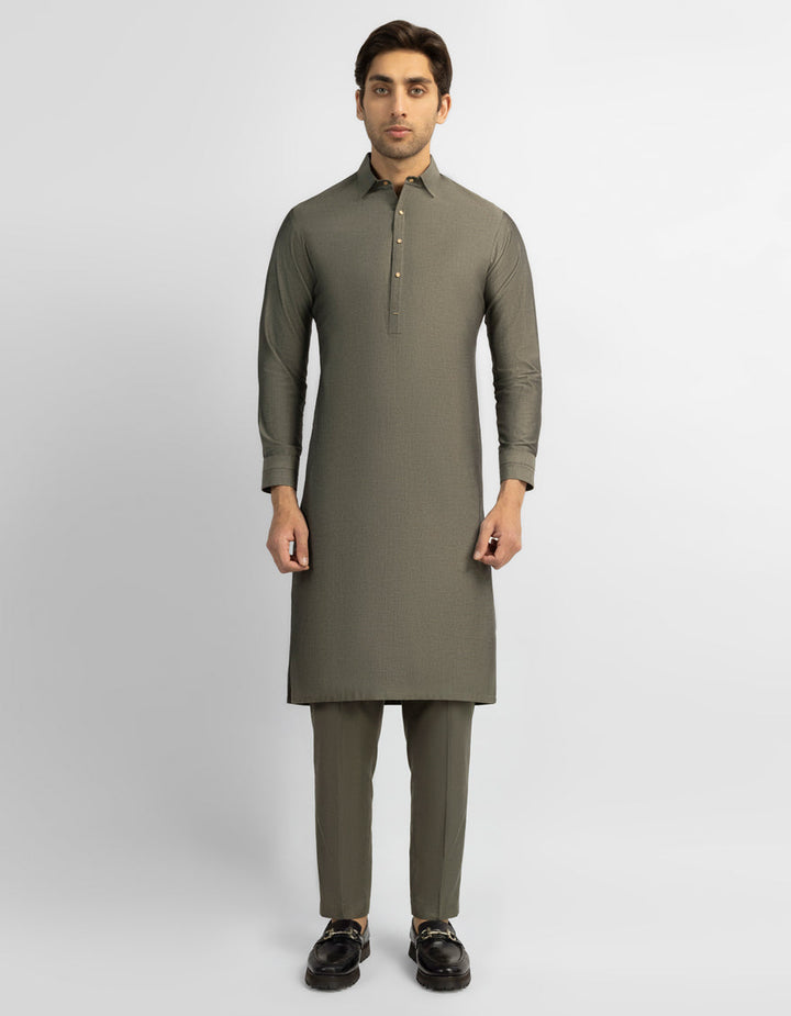 Cotton Grey Kurta Trouser - J. Junaid Jamshed