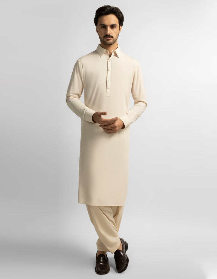 Blended Fawn Shalwar Kameez - J. Junaid Jamshed