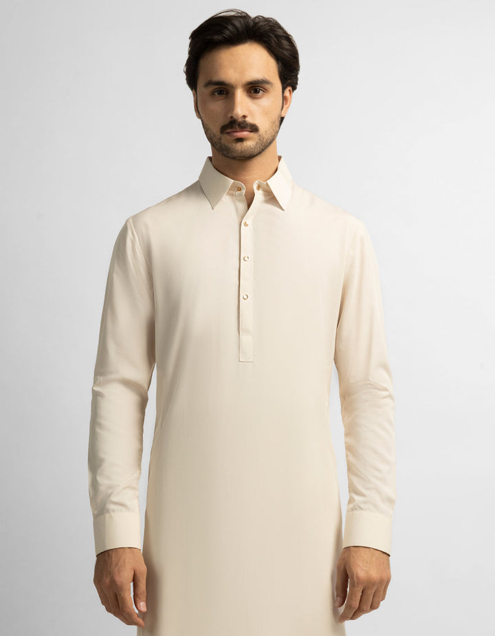 Blended Fawn Shalwar Kameez - J. Junaid Jamshed
