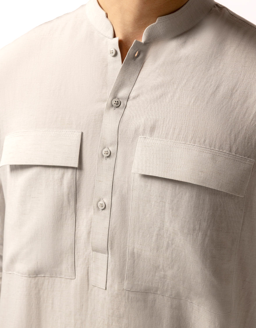 Blended Smoke Grey Short Kurta Trouser - J. Junaid Jamshed