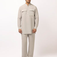 Blended Smoke Grey Short Kurta Trouser - J. Junaid Jamshed