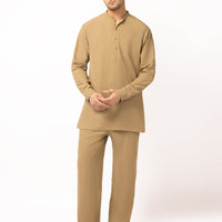 Blended Brown Short Kurta Trouser - J. Junaid Jamshed