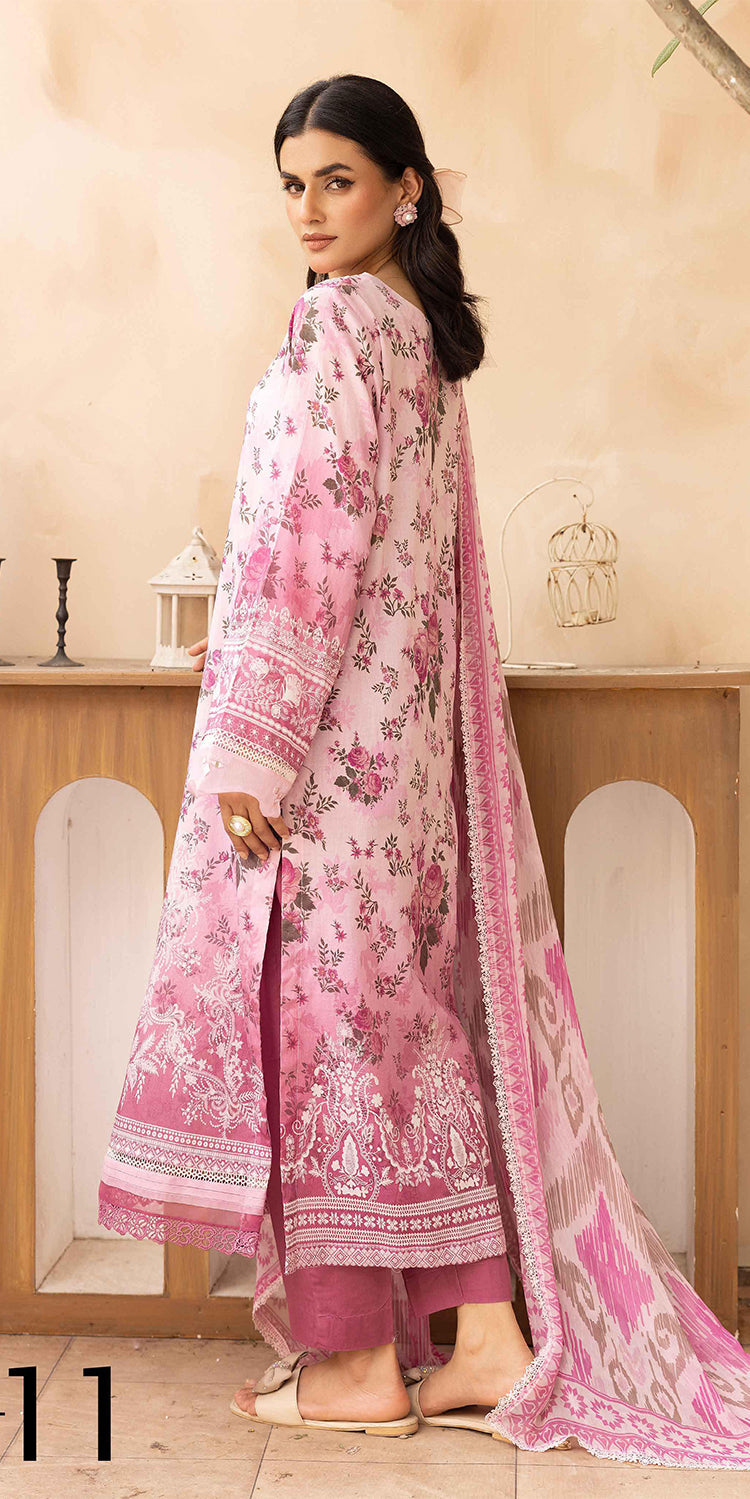 Lawn Pink Stitched Suit - Kesariya Vol III by Nureh