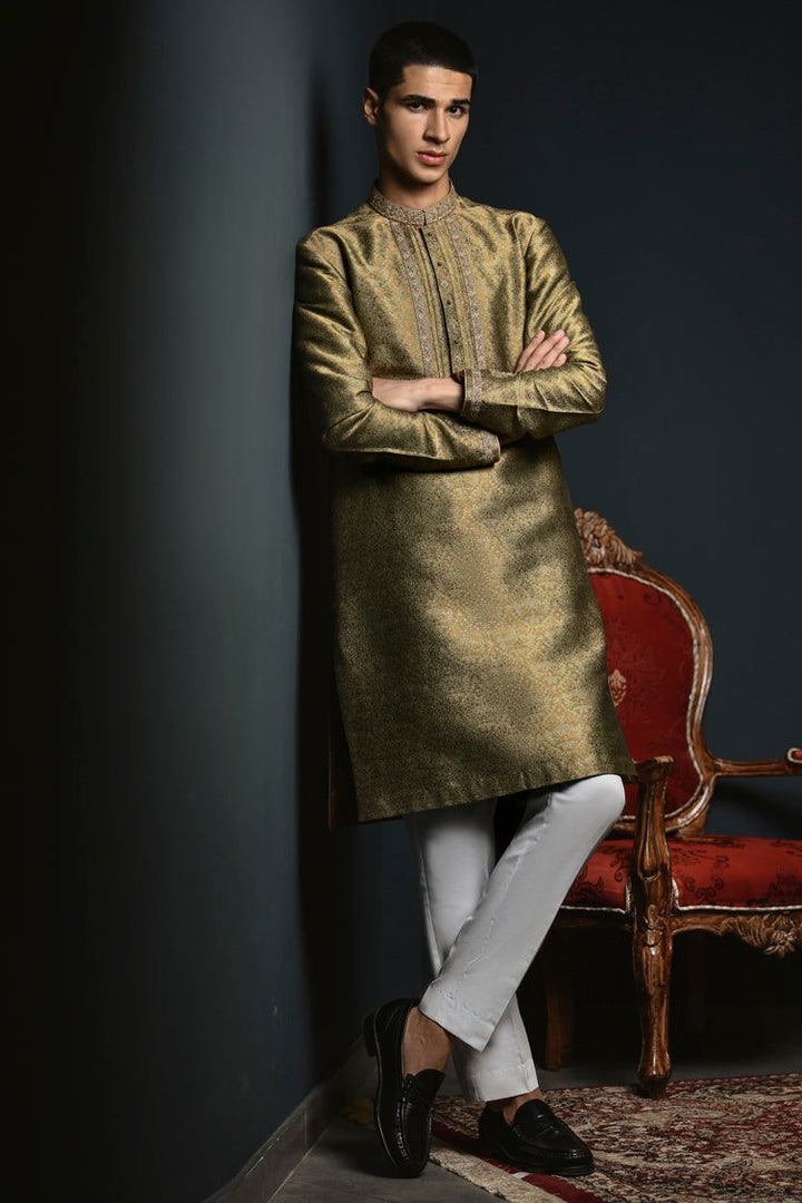 Polyester Green Special Kurta - J. Junaid Jamshed