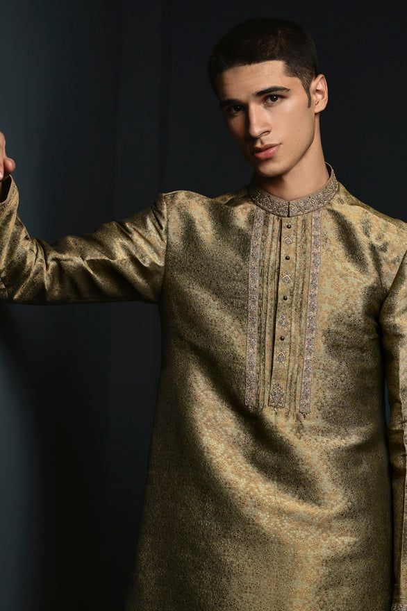 Polyester Green Special Kurta - J. Junaid Jamshed
