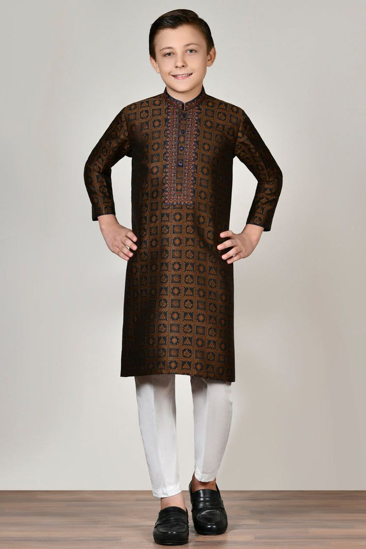 Polyester Brown Kurta - J. Junaid Jamshed