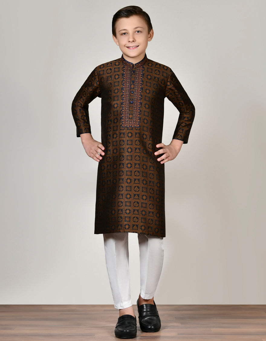 Polyester Brown Kurta - J. Junaid Jamshed