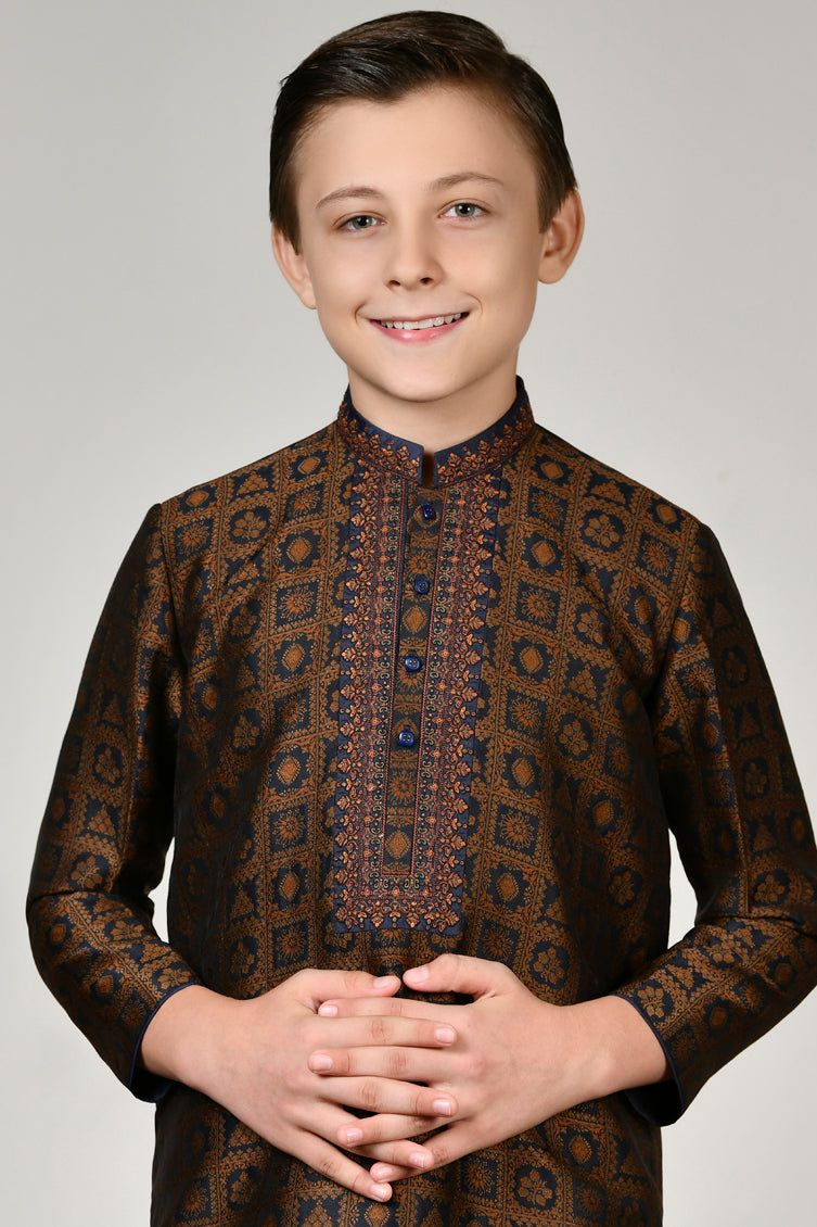 Polyester Brown Kurta - J. Junaid Jamshed