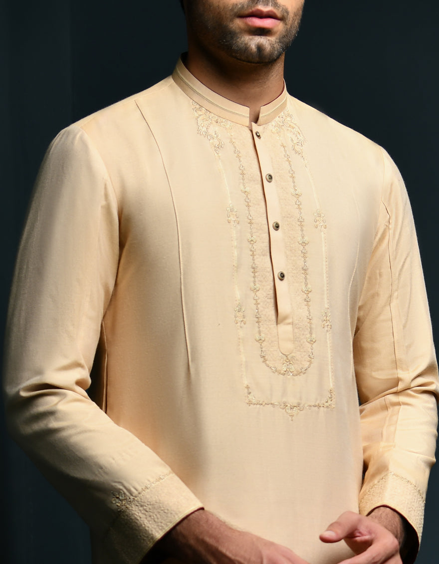Raw Silk Brown Special Kurta - J. Junaid Jamshed