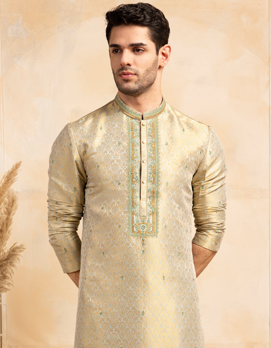 Blended Mint Green Special Kurta - J. Junaid Jamshed