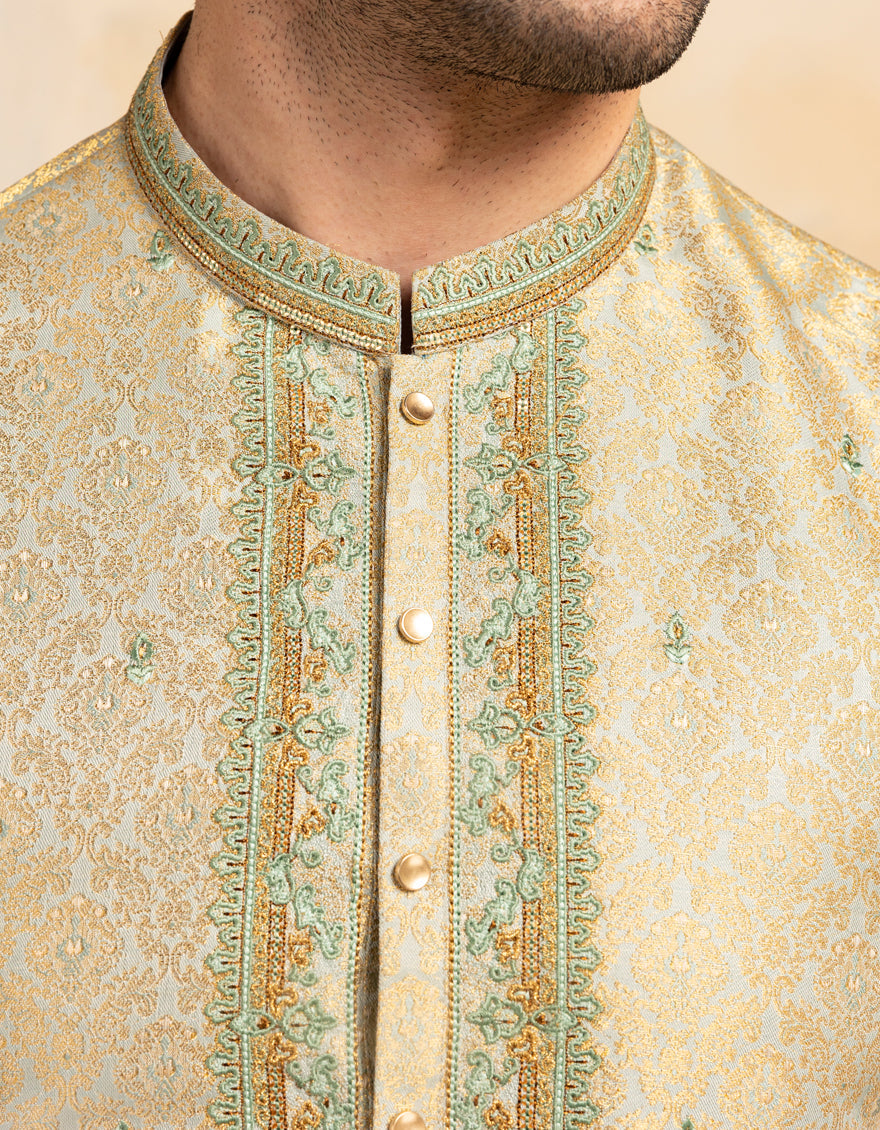 Blended Mint Green Special Kurta - J. Junaid Jamshed