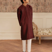 Polyester Maroon Special Kurta - J. Junaid Jamshed